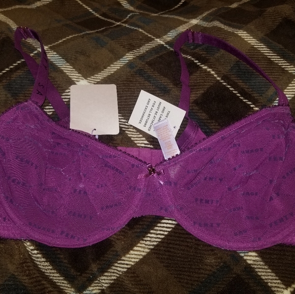 Savage X Fenty Intimates Sleepwear Savage X Fenty Flocked Logo Unlined Bra Poshmark